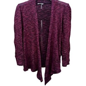 Chris & Carol Draped Cardigan Sweater Textured Knit Red & Black Sz. Small